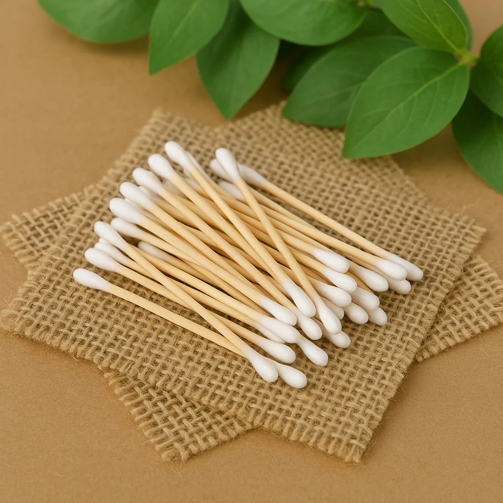 Eco-Friendly Wooden Cotton Ear Buds (1 pkt / 100 Pcs Approx)