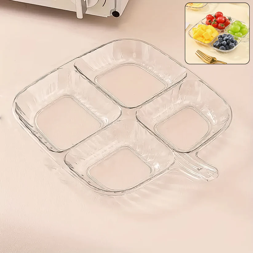 Plastic Serving Tray with 4 Compartments – 1 Pc
