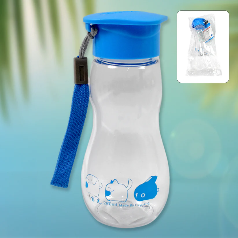 Transparent Travel Portable Water Bottle with Carry Straps (280 ML / 1 Pc) 