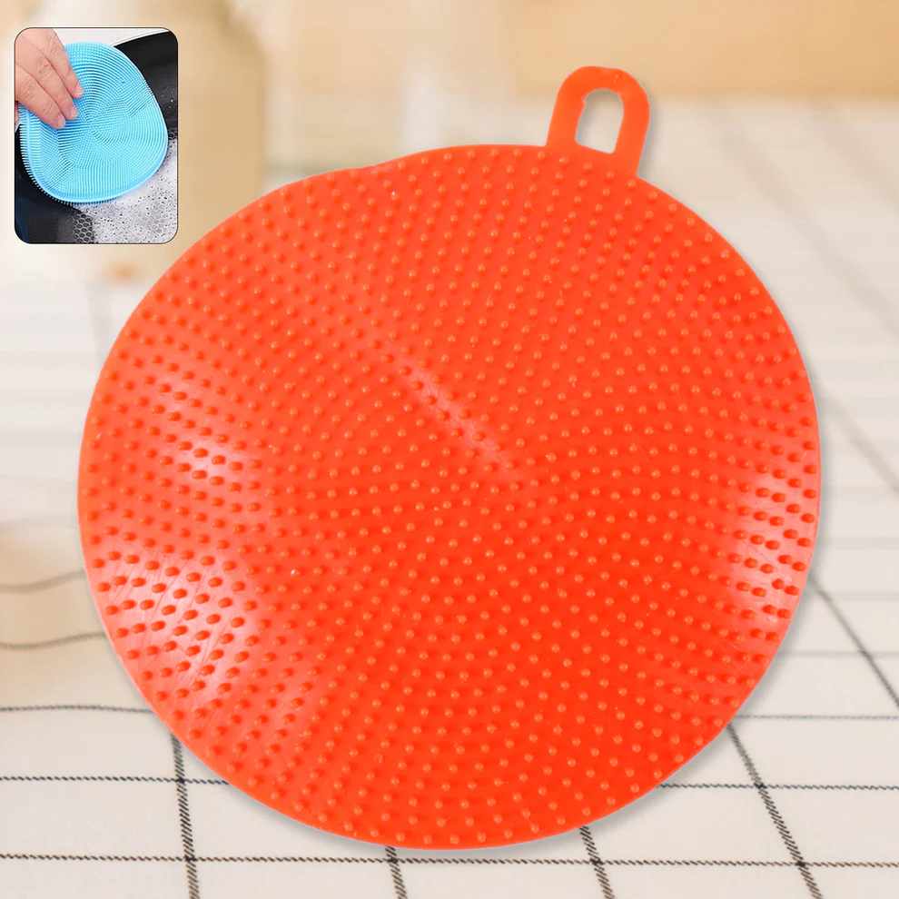 Red Silicone Dish Scrubber Sponge Mildew Free, Non Stick, Heat Resistant