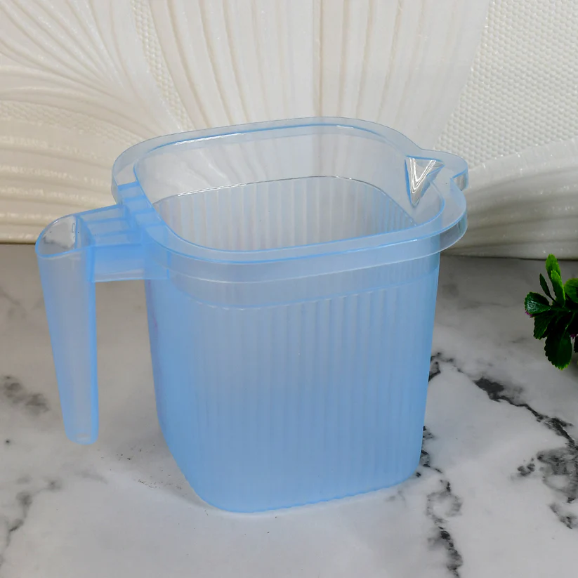 Plastic Square Transparent Bath Water Mug (1 Pc / 1000 ML / Mix Color) 