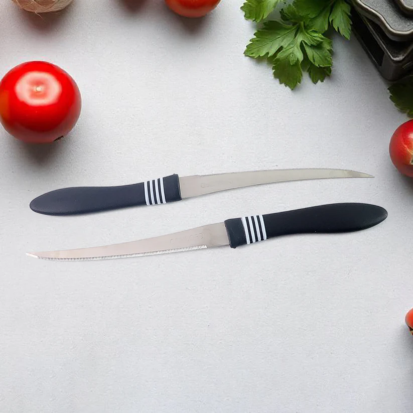 Premium Curved Serrated Stainless Steel Kitchen Knife Set (Mix Color & 2 Pc) 