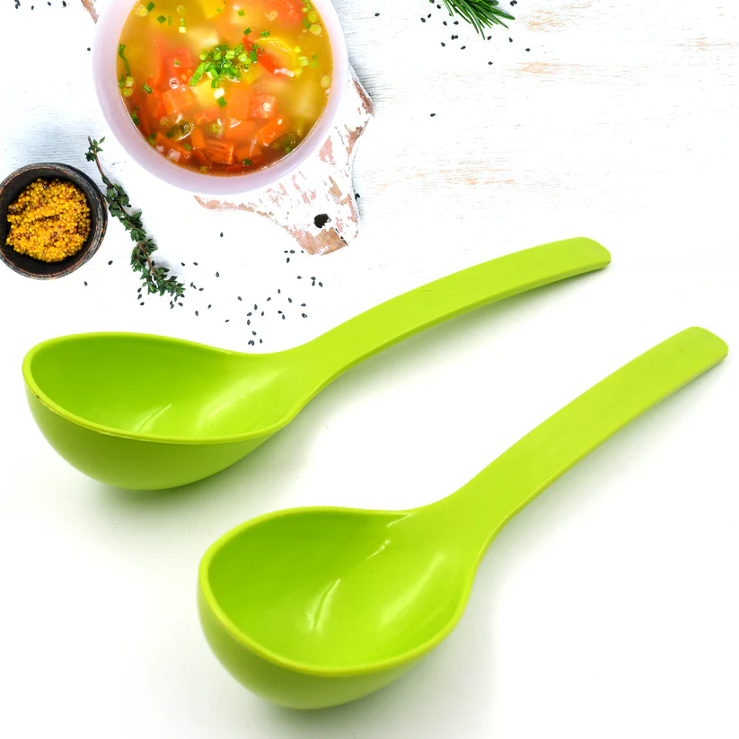 Plastic Spoon Kitchen Multipurpose Serving Ladle for Frying, Serving, Turner, Curry Ladle, Serving Rice, Spoon Used While Eating and Serving Food Stuffs Etc (2 Pcs Set / 10 Inch ) 