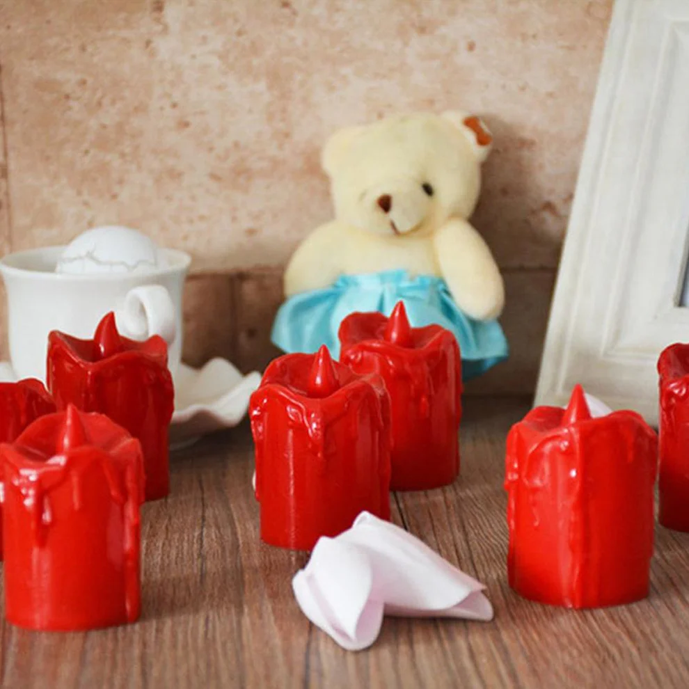 Set of 24 Multicolor Flameless Melted Design Candles for Decoration, Diwali