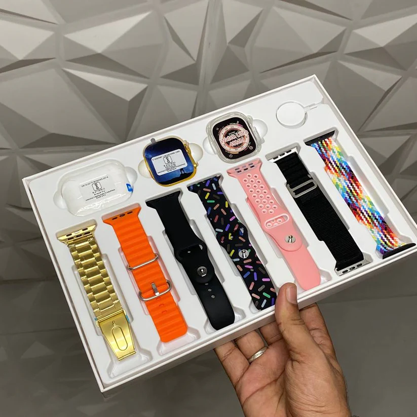 10-in-1 Ultra 2 Smartwatch Set – Bluetooth Calling Watch + Earphones, 7 Straps & Screen Guard