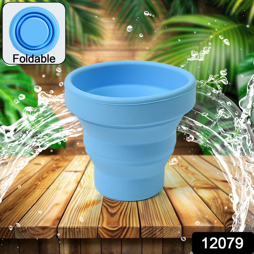 Round Silicone Foldable Glass, Foldable Travel Mug Without Lid (1 Pc) 