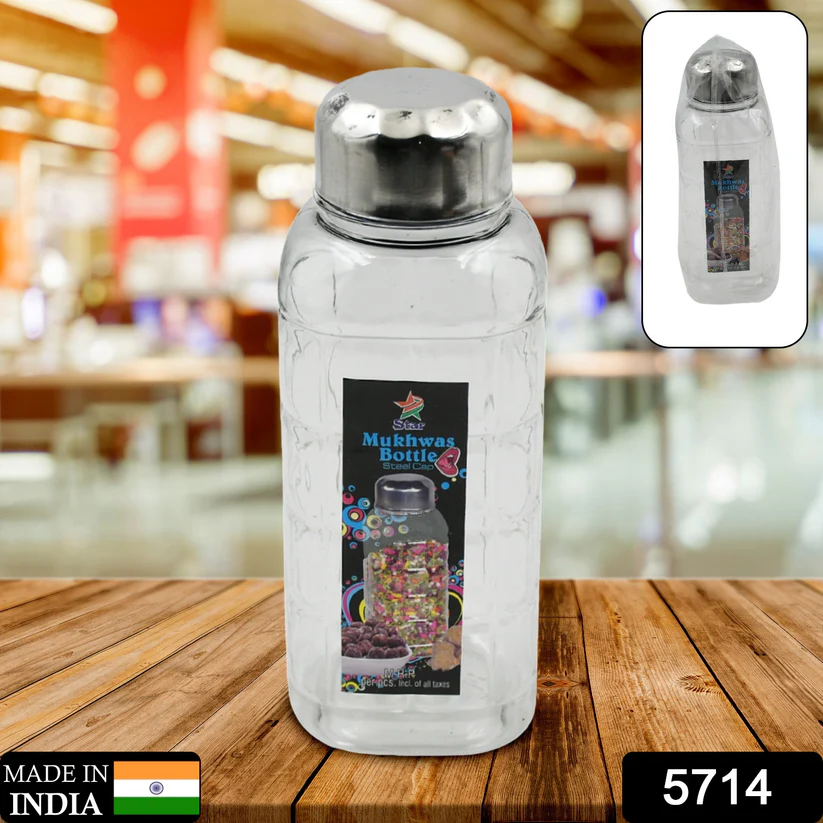 Transparent Mukhwas Bottle – BPA-Free with Steel Cap (1 Pc)