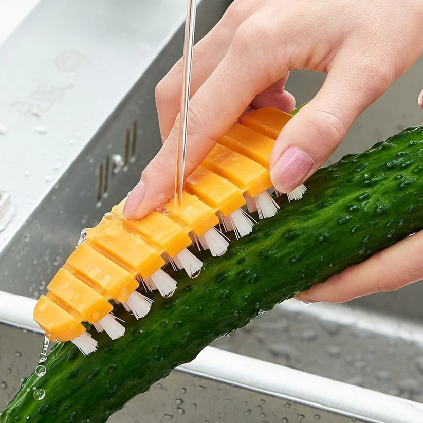 Carrot-Shaped Non-Toxic Vegetable Scrubbing Brush for Fruits & Veggies 