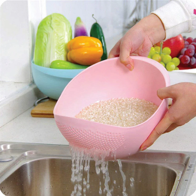 Kitchen Plastic big Rice Bowl Strainer Perfect Size for Storing and Straining 