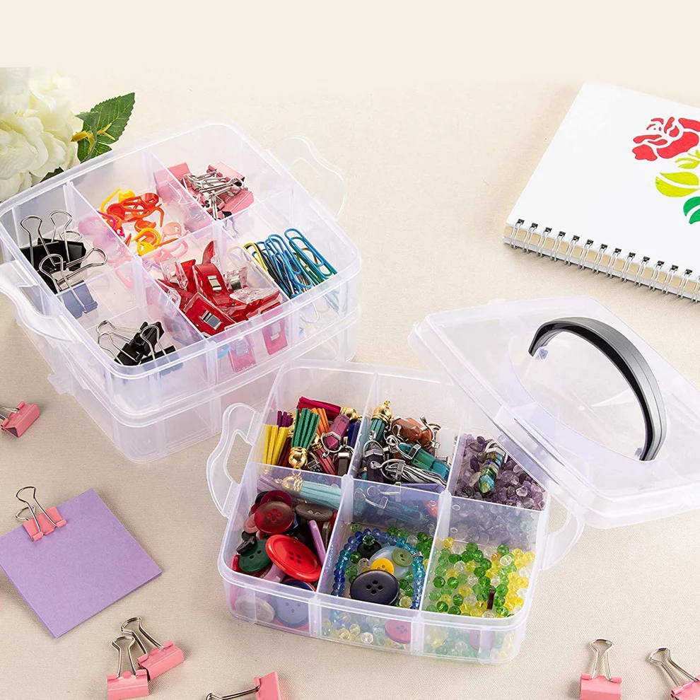 Adjustable Compartment Slot Plastic Craft Storage Box