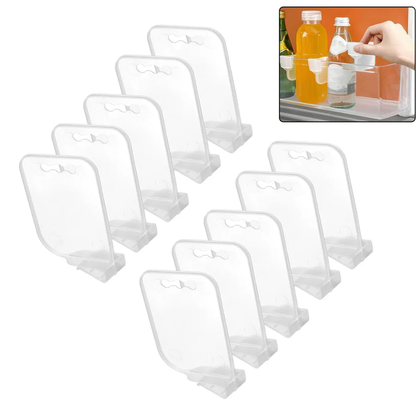 Plastic Storage Baskets Space allocator, Refrigerator Organizer Bins partition Clip (10 Pcs Set) 