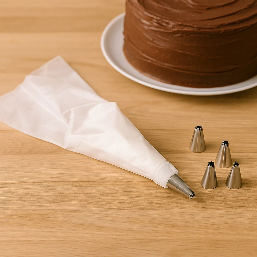 Cake Decorating Nozzle with Piping Bag Stainless Steel Piping Cream Frosting Nozzles 