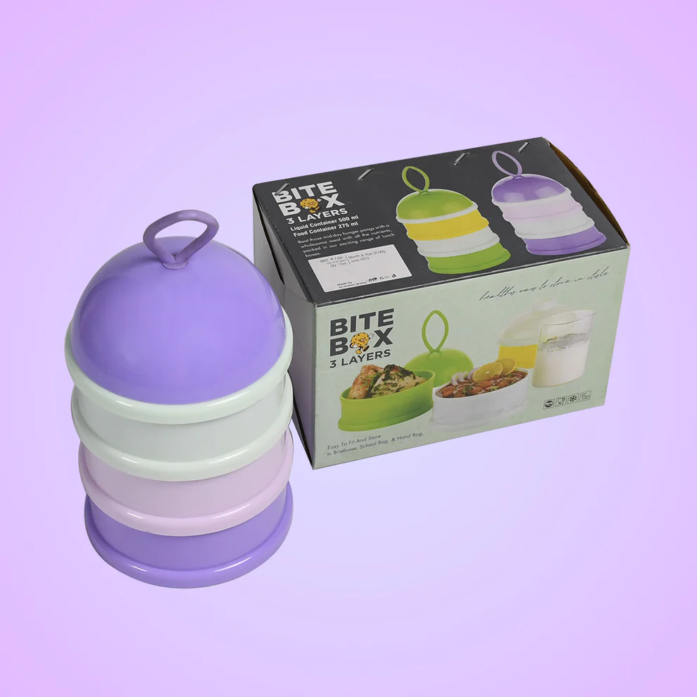 3-Layer Portable Baby Milk Powder Storage Box – Purple