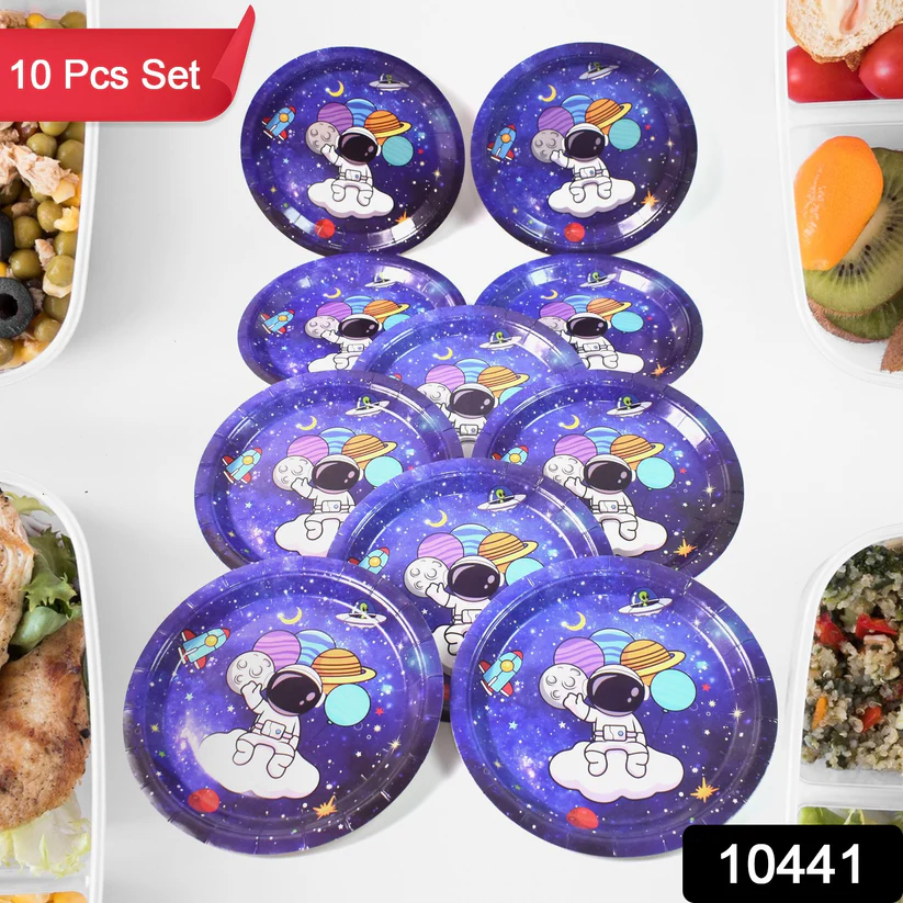Round Plates Disposable Paper Plates Happy Birthday, Gift (10 Pcs Set / Mix Design) 