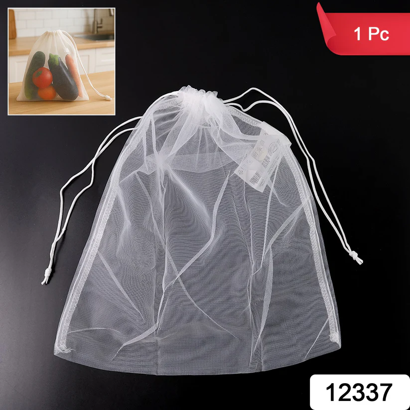 Reusable Transparent Drawstring Mesh Storage Bag (1 Pc) 