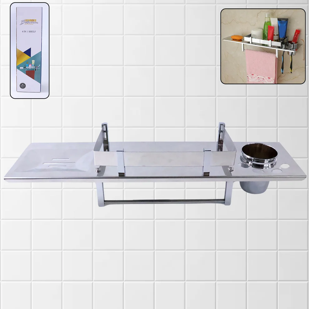 Stainless 4 In 1 Multi-Functional Space Saving Bathroom Shelf