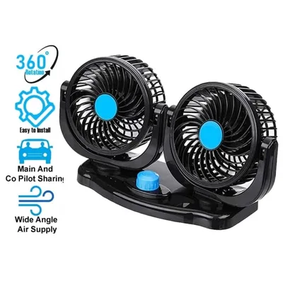  Car Interior Cooling Fan – 360° Adjustable, Dual Speed