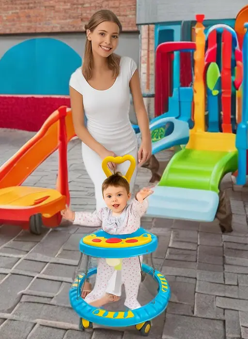 Foldable Baby Walker with Music & Parent Handle  Activity Walker for Baby Boys & Girls  Colorful Design for Indoor Use 