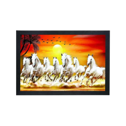 Seven Horse Wall Mounted Painting (14x20 inches) 