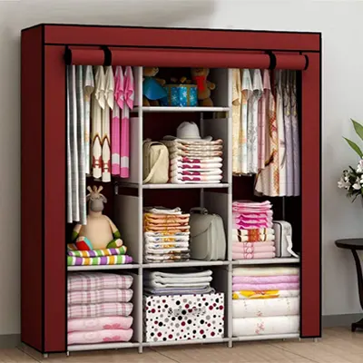 Metal Shoe Stand Maroon, 8 Shelves