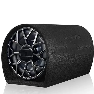  8 Inch Grey Car Bass Tube Subwoofer with Inbuilt Amplifier – Plug & Play